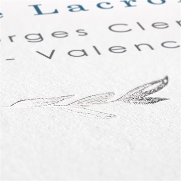 Faire-part naissance argent et aquarelle - Détail du dos du faire-part