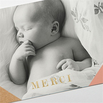 Remerciement naissance découverte pastel - Détail de la carte