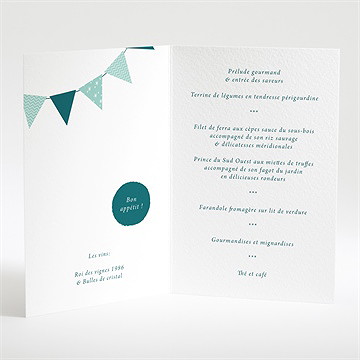 Menu baptême farandole de kraft - Intérieur du menu