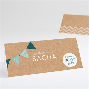 Marque-place baptême farandole de kraft