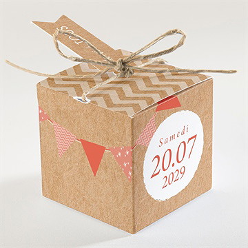 Boîte de dragées baptême kraft banderole - Dos de la boîte