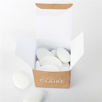 Boîte de dragées baptême kraft banderole - Intérieur de la boîte