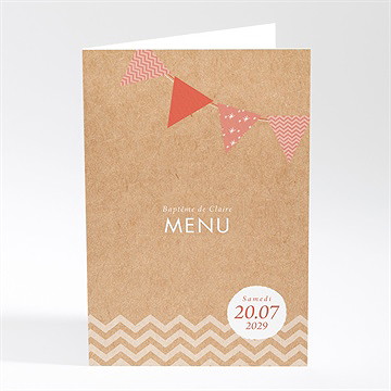 Menu baptême kraft banderole