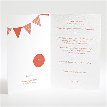 Menu baptême kraft banderole - Intérieur du menu