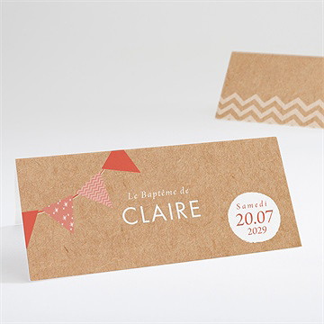 Marque-place baptême kraft banderole