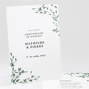 Invitation anniversaire de mariage douceurs végétales