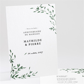 Invitation anniversaire de mariage douceurs végétales