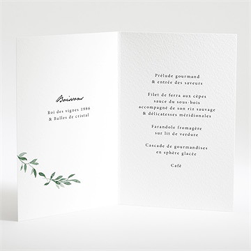 Menu anniversaire de mariage douceurs végétales - Intérieur du menu