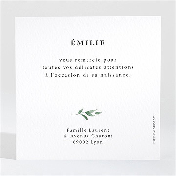 Remerciement naissance les petits coins champêtres - Dos de la carte