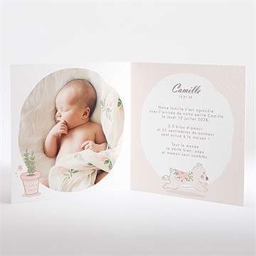 Faire-part naissance mon nounours - Intérieur du faire-part