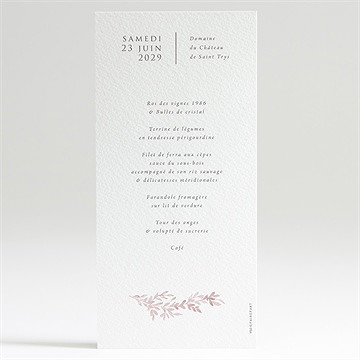 Menu mariage sous le saule - Dos du menu