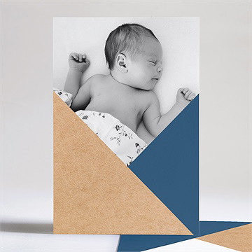Faire-part naissance bleu et kraft