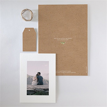 Faire-part mariage feuillage d'été kraft - Vue d'ensemble verso