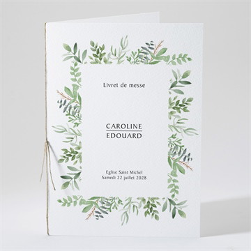 Livret de messe mariage feuillage d'été pochette