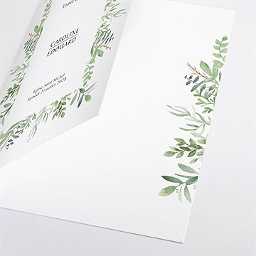 Livret de messe mariage feuillage d'été - Détail du livret