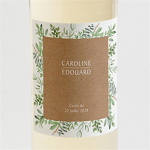 Etiquette de bouteille mariage feuillage d'été
