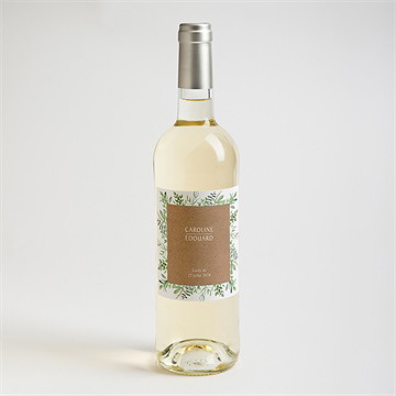 Etiquette de bouteille mariage feuillage d'été - Mise en situation