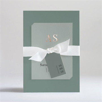 Faire-part mariage vert laurier