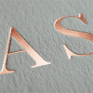 Faire-part mariage vert laurier - Marquage à chaud CUIVRE