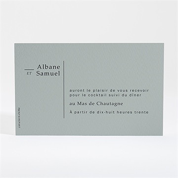 Carton d'invitation mariage vert laurier - Dos du carton