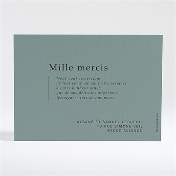 Remerciement mariage vert laurier - Dos de la carte