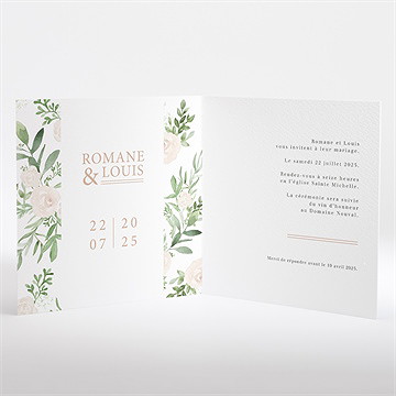 Faire-part mariage branches printanières - Intérieur du faire-part