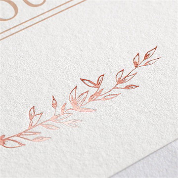 Carton d'invitation mariage branches printanières - Marquage à chaud CUIVRE