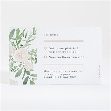 Carton réponse mariage branches printanières - Dos de la carte