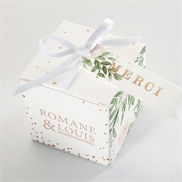 Boîte de dragées mariage branches printanières - Dessus de la boîte