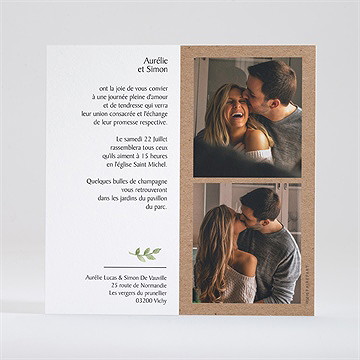 Faire-part mariage fougères - Dos du faire-part