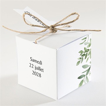 Boîte de dragées mariage fougères - Dos de la boîte