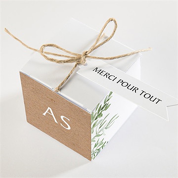 Boîte de dragées mariage fougères - Dessus de la boîte