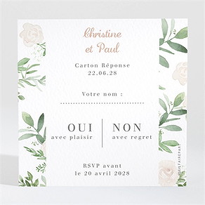 Carton réponse anniversaire de mariage invitation champêtre