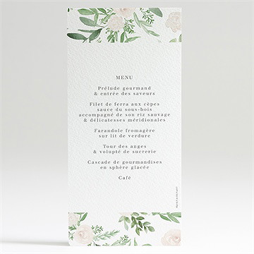 Menu anniversaire de mariage invitation champêtre - Dos du menu