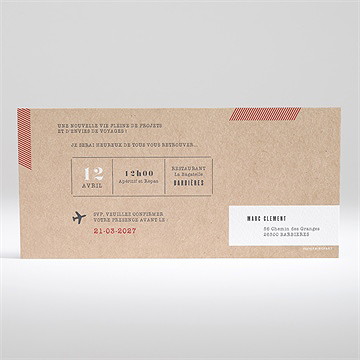 Carte invitation départ à la retraite nouvelles frontières - Dos de l'invitation