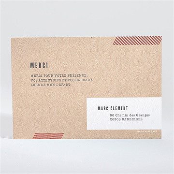 Remerciement départ à la retraite nouvelles frontières - Dos de la carte