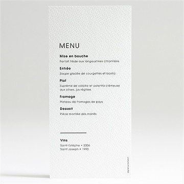 Menu mariage love direction - Dos du menu