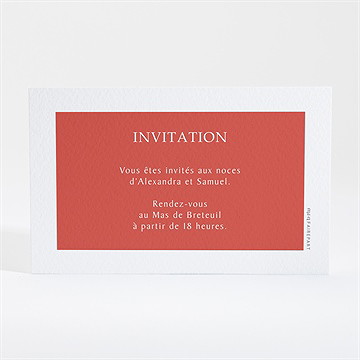 Carton d'invitation mariage minimaliste corail - Dos du carton