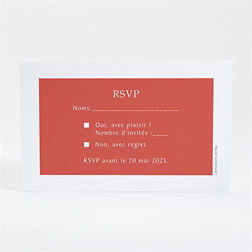 Carton réponse mariage minimaliste corail - Dos du carton