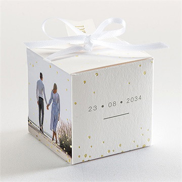 Boîte de dragées mariage main dans la main - Dos de la boîte