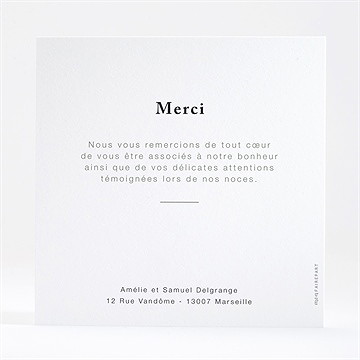 Remerciement mariage main dans la main - Dos de la carte