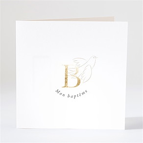 Faire-part de baptême initiales d'or