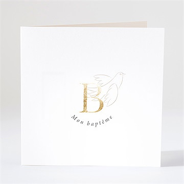 Faire-part de baptême initiales d'or