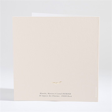 Faire-part de baptême initiales d'or - Dos du faire-part