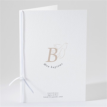 Livret de messe baptême initiales d'or
