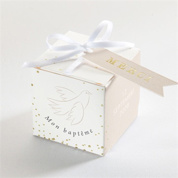 Boîte de dragées baptême initiales d'or