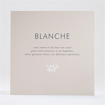Remerciement baptême initiales d'or - Dos de la carte