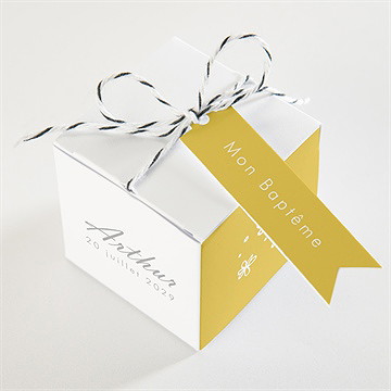 Boîte de dragées baptême annonce en rondeur ! - Dessus de la boîte