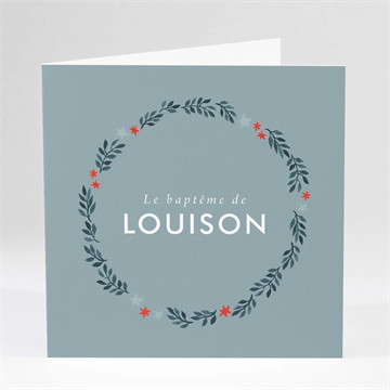 Faire-part de baptême fleurs en gravure