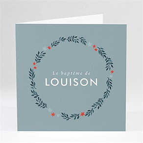Faire-part de baptême fleurs en gravure